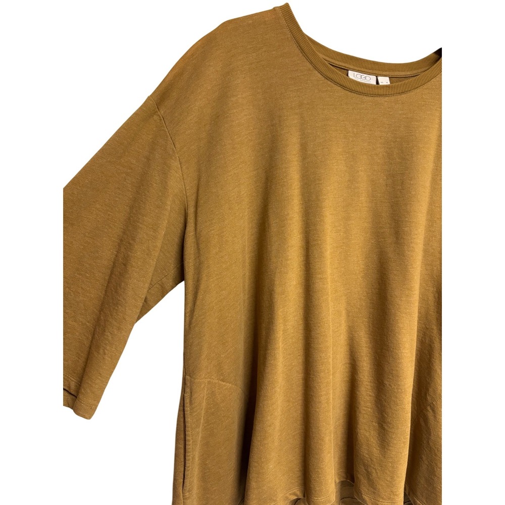 LOGO by Lori Goldstein, 3/4 Sleeves Mustard Yellow Top, Women's Size XL‎ - Picture 5 of 6